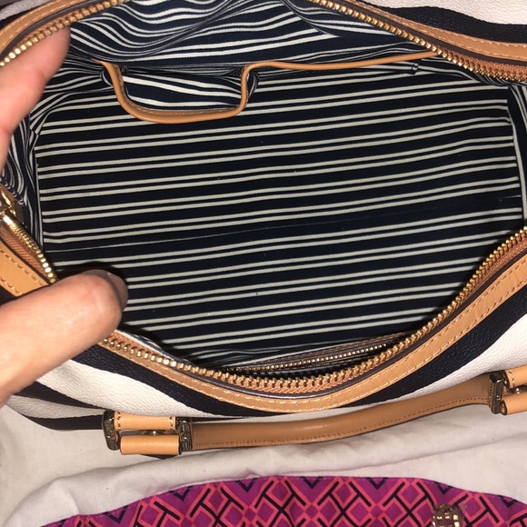Tory Burch Viva Satchel bag, Striped Nautical 13 X 7” - Picture 7 of 16